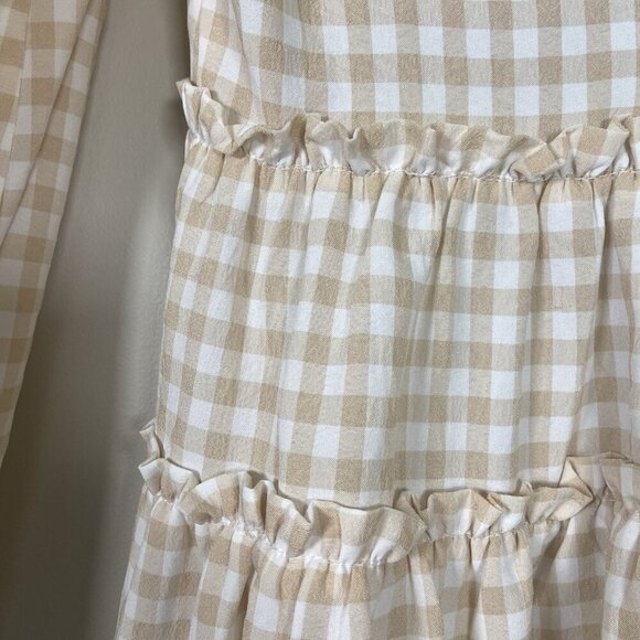Princess Polly Ainslie MINI DRESS White Beige Gingham Size 2 Tomato Girl Summer - Picture 9 of 12